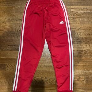 Adidas Red and White Casual Track Pants